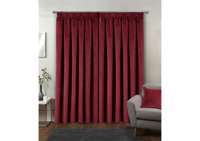 Oxford (Blackout) Pencil Pleat, Red - Ready Made Curtains - Image 8